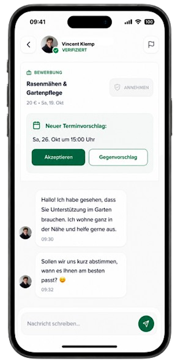 App-Mockup zur Terminabsprache